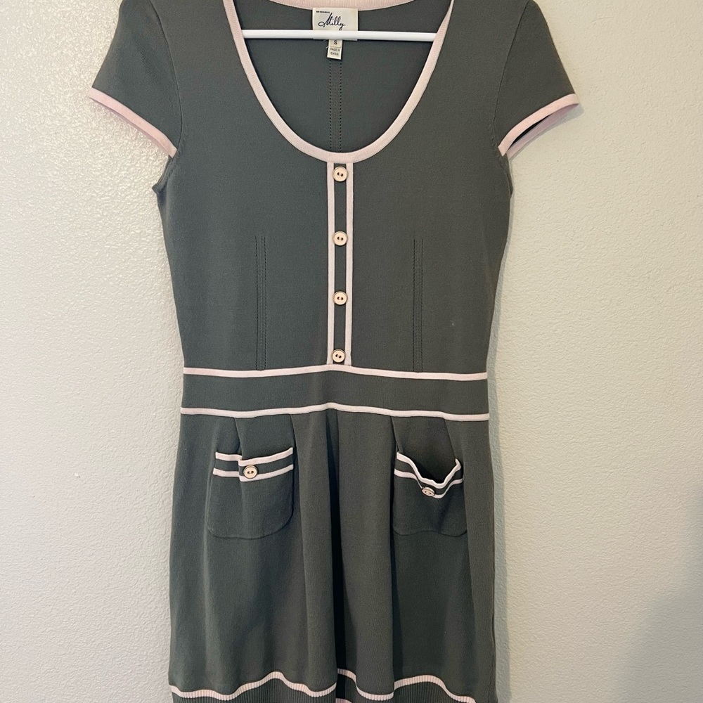 Green with pink detail Milly dress